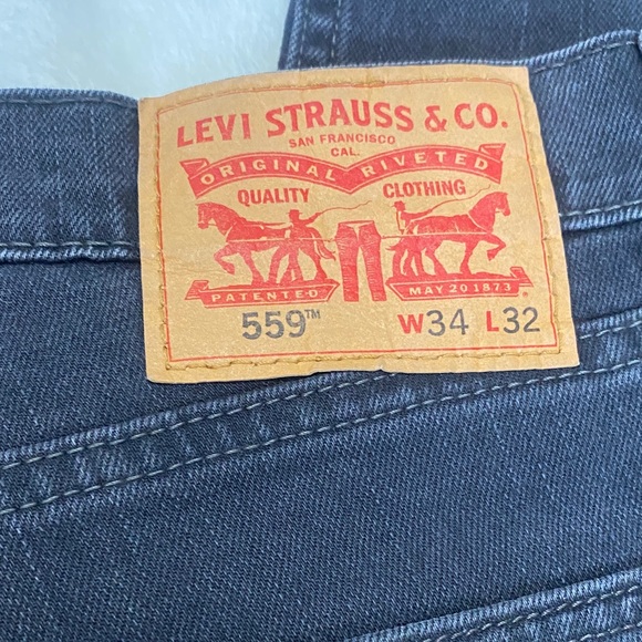 Levi's 559 Dark Gray Denim Jeans 34/32 - Picture 2 of 6